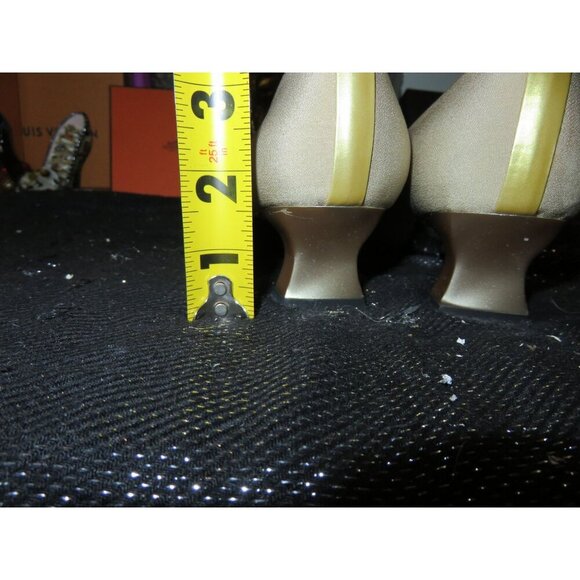 Stewart Weitzman italian Leather square toed block kitten heeled pumps Cream 7 - Picture 5 of 12